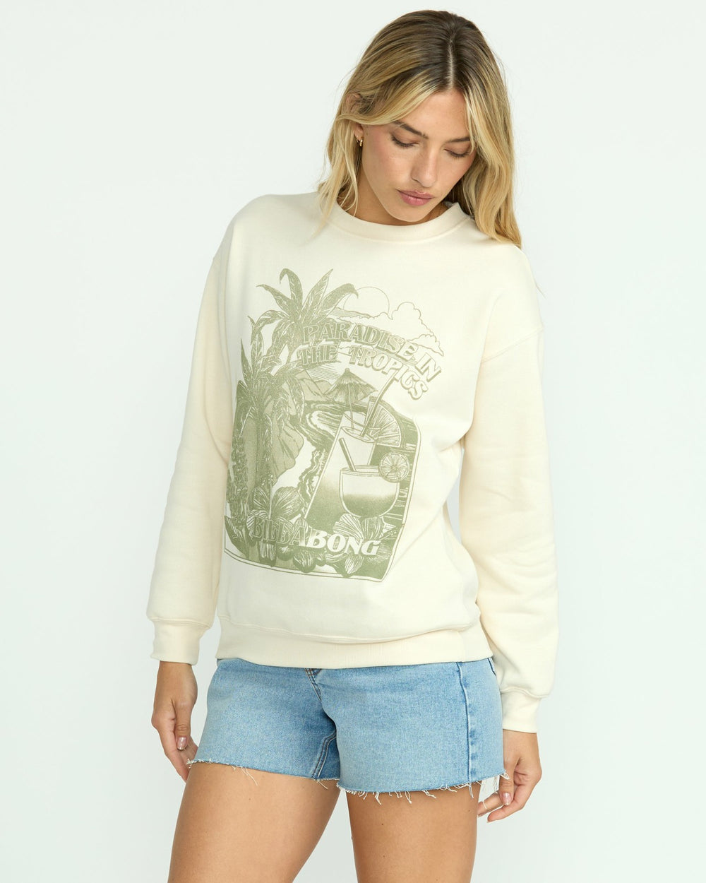Paradise Awaits Crewneck Sweatshirt - Whitecap | Billabong Women