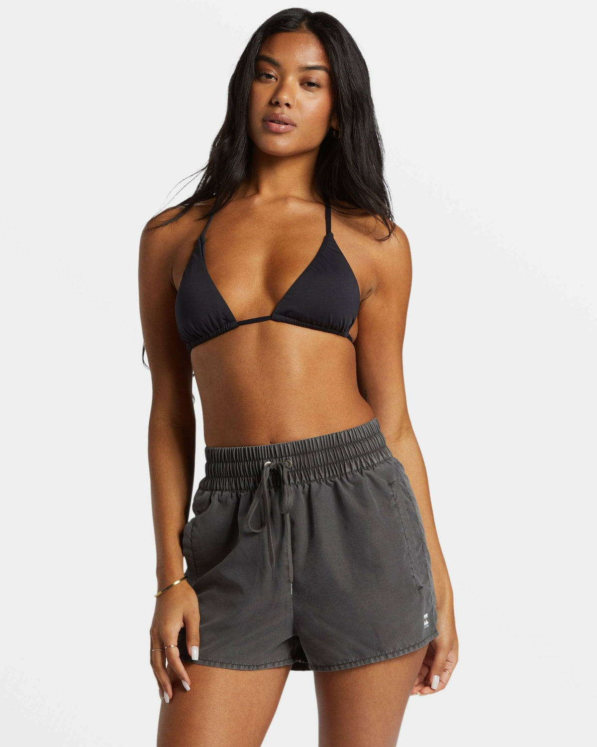 Sol Searcher New Elastic Waist Swim Shorts - Black Pebble | Billabong Women