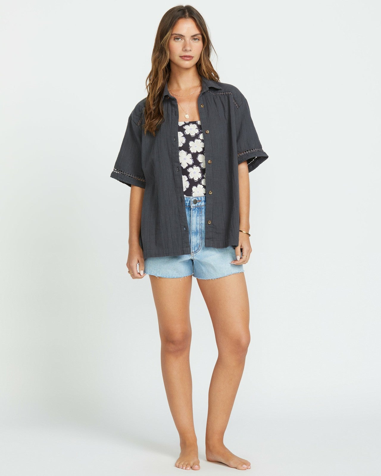Summers End Short Sleeve Shirt - Black Sands | Billabong Women