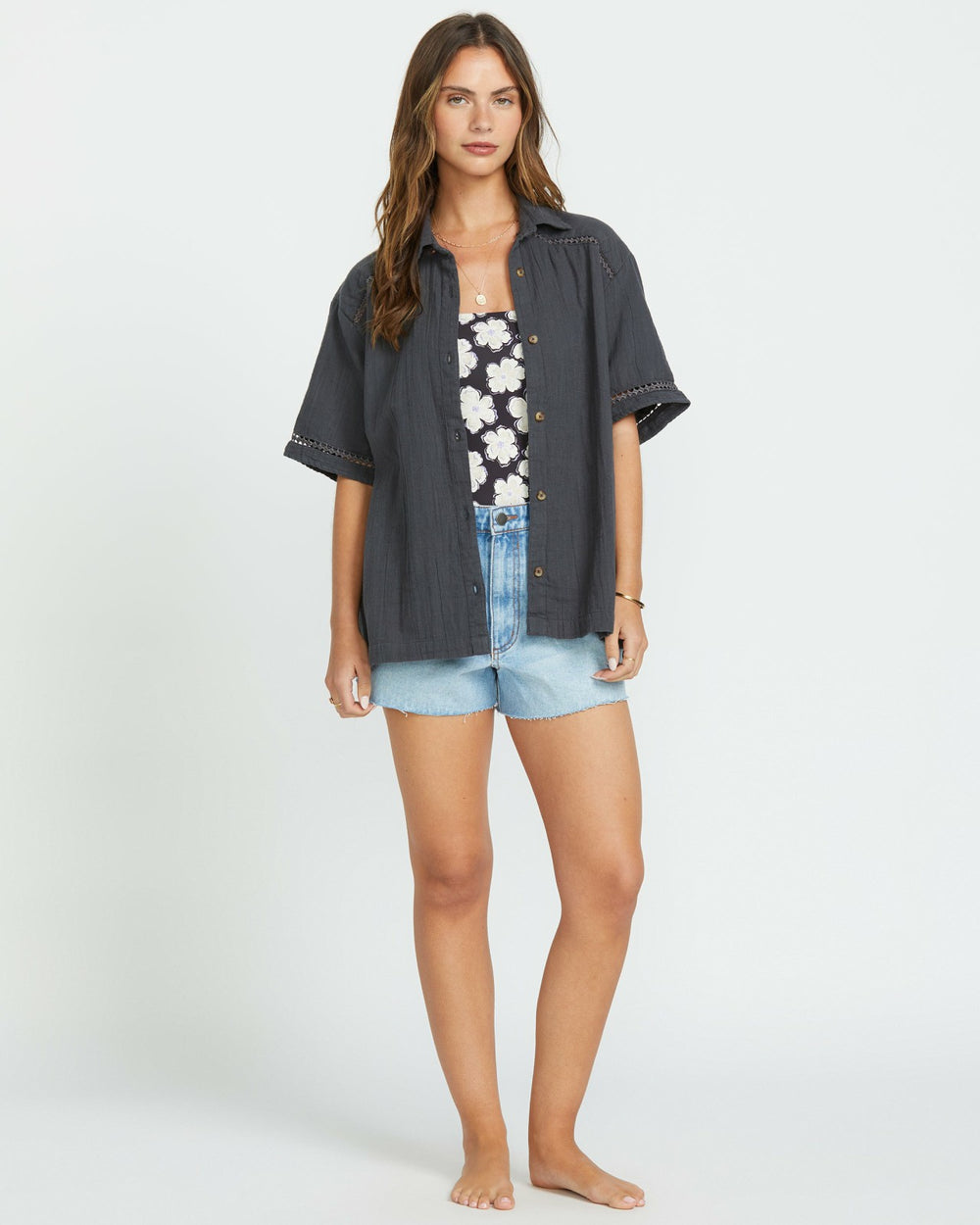 Summers End Short Sleeve Shirt - Black Sands | Billabong Women