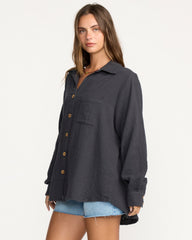 Sweet Swell Long Sleeve Shirt - Black Sands | Billabong Women