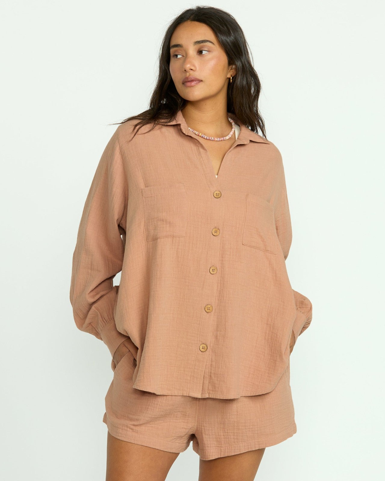 Sweet Swell Long Sleeve Shirt - Rose Brown | Billabong Women